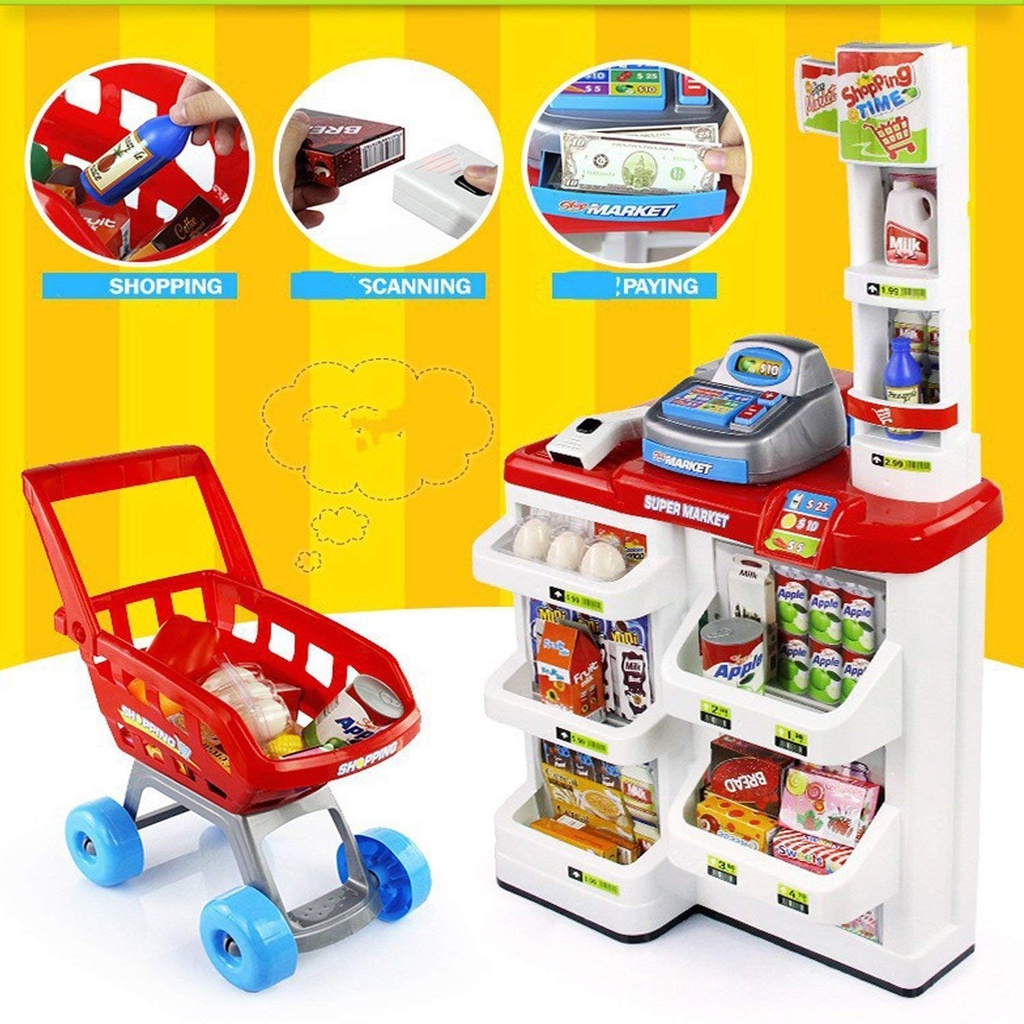 Supermarché Enfant avec Caisse & Chariot – Home Supermarket
