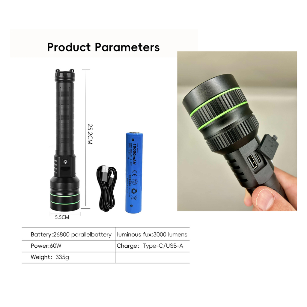 Lampe torche led ultra-puissante longue portée 