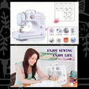 Machine à coudre portable multifonction 12 points – double fil, deux vitesses