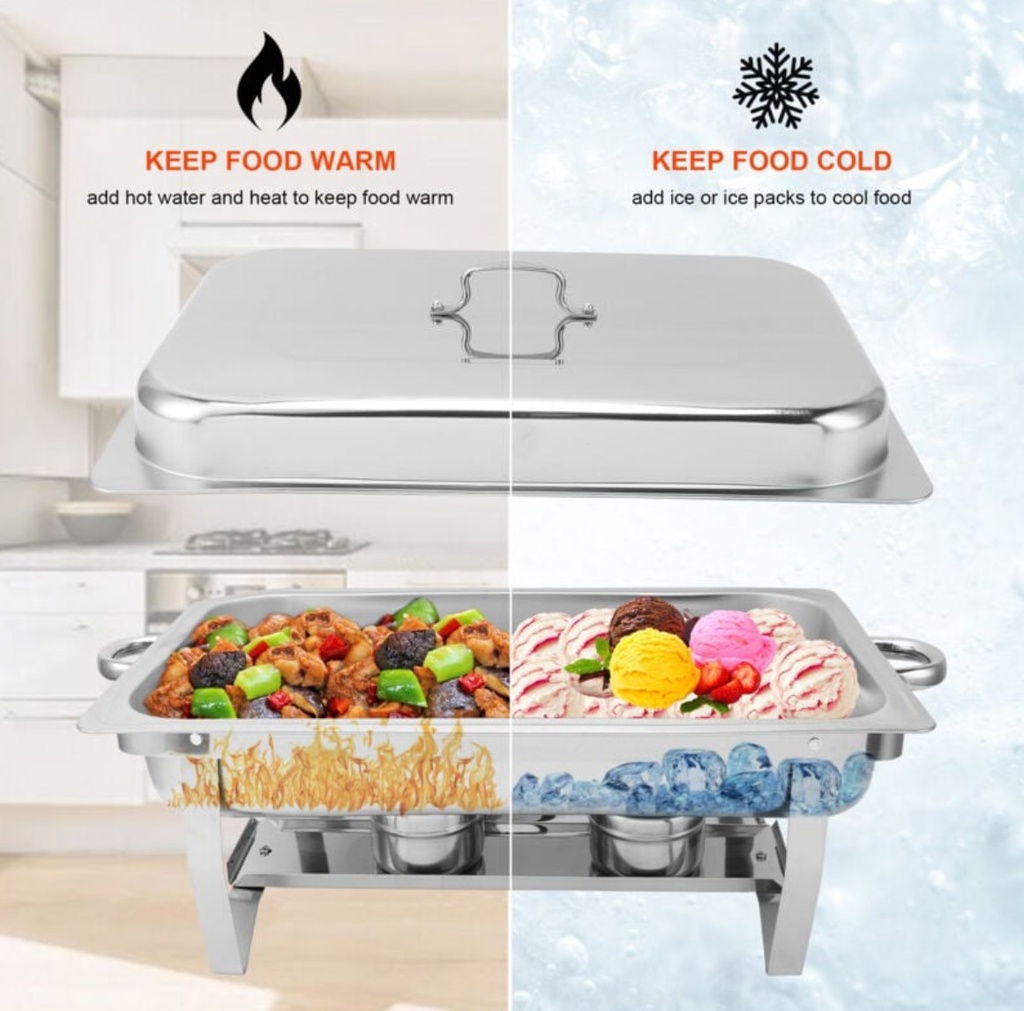 Chauffe-plats buffet 11 L en acier inox