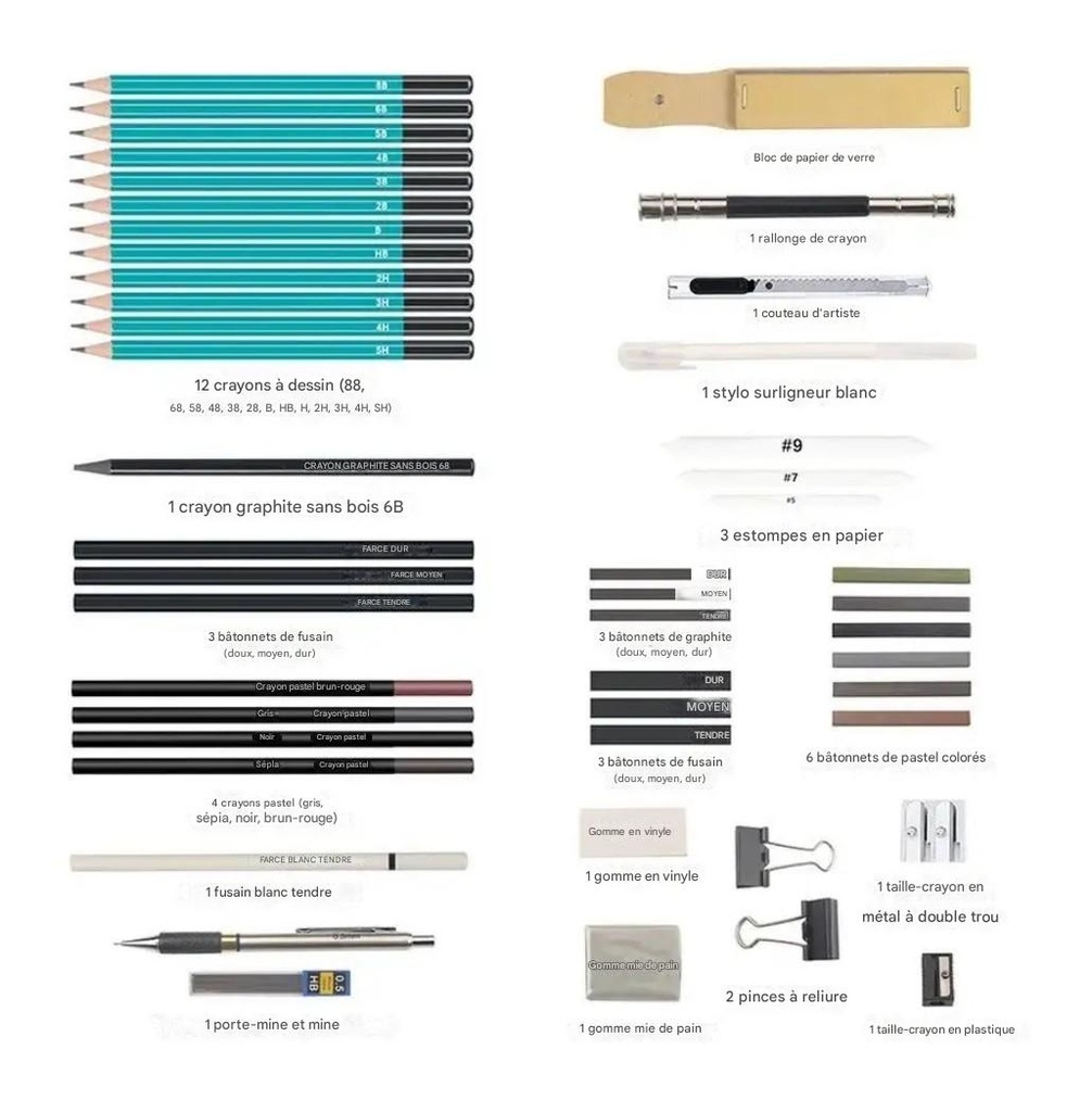 Kit de dessin complet avec sketchbook