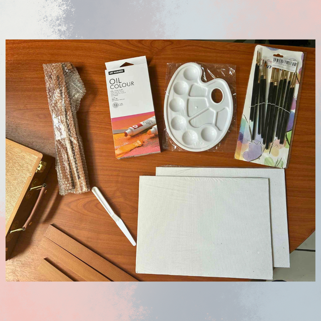 Chevalet portable et coffret de peinture complet