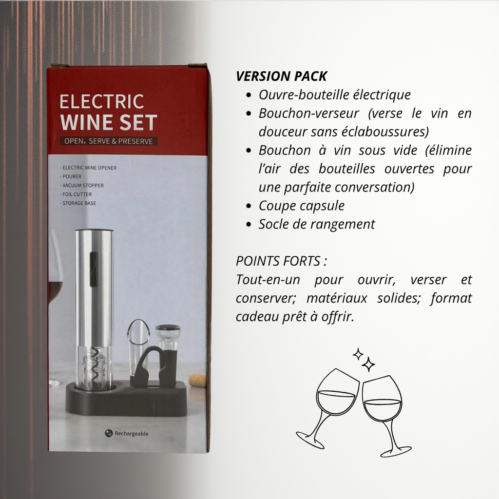 Ouvre-bouteille électrique – version solo ou pack complet