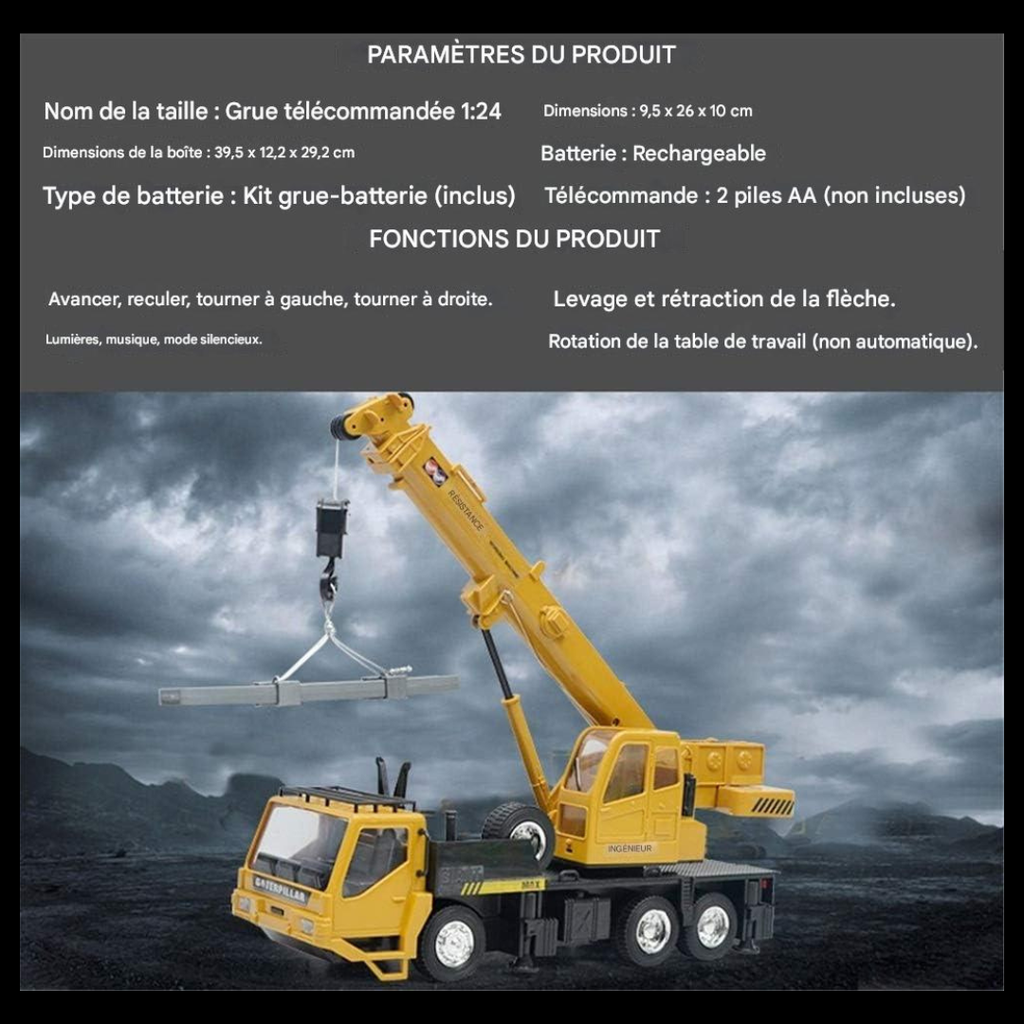 Jouet grue télécommandée 8 canaux