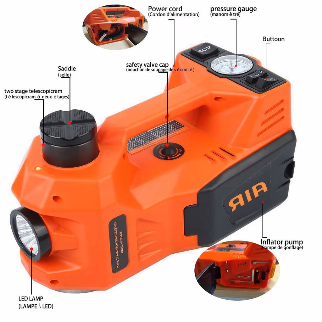Cric électrique pour voiture DC12V - 155/450mm