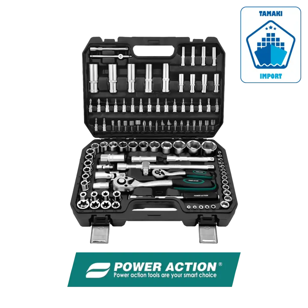 Coffret de clés à douilles 108 pièces en acier chrome-vanadium SWS108 - POWER ACTION