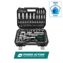 Coffret de clés à douilles 108 pièces en acier chrome-vanadium SWS108 - POWER ACTION