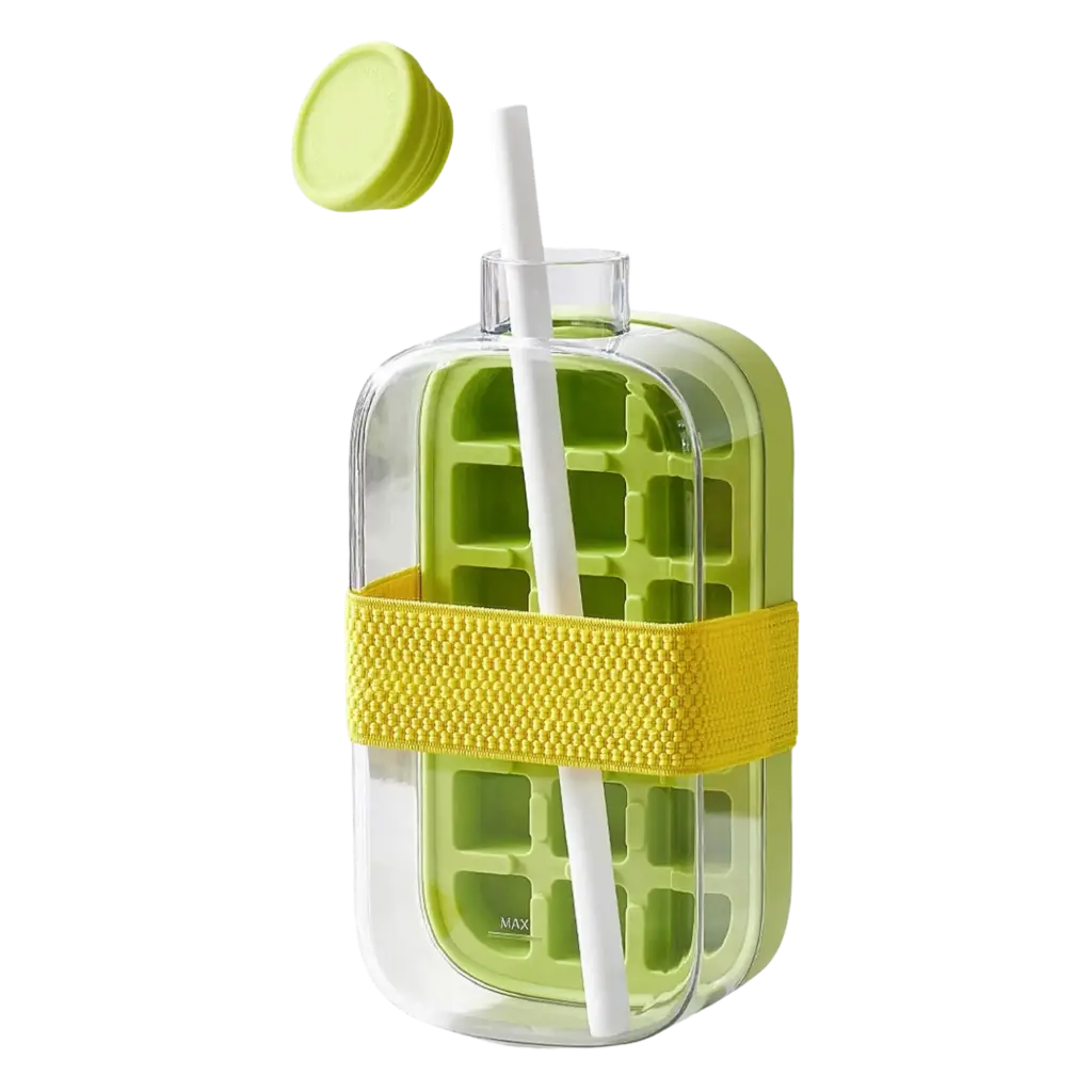 Bouteille à glaçons avec paille