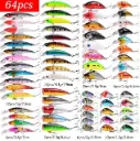 Lot de 64 leurres de pêche