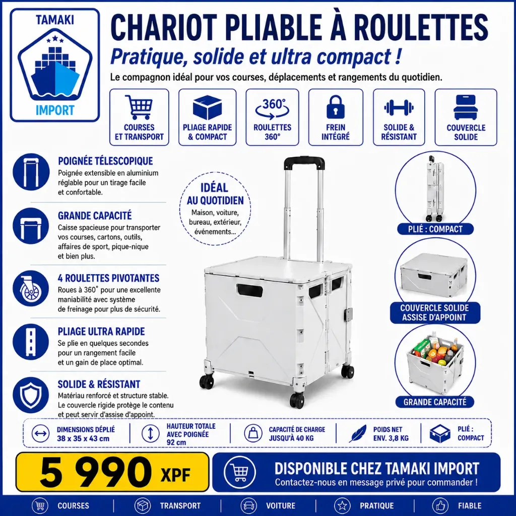 Chariot pliable à roulettes