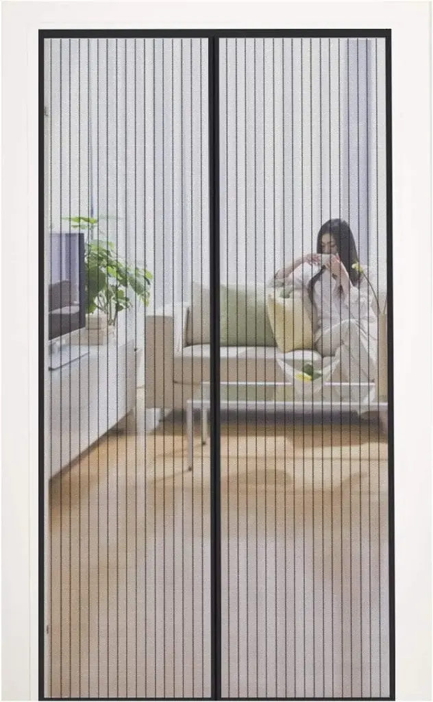 [AG0] Moustiquaire Magnétique Porte 80x200cm Noire Anti-Moustiques Auto-Fermeture