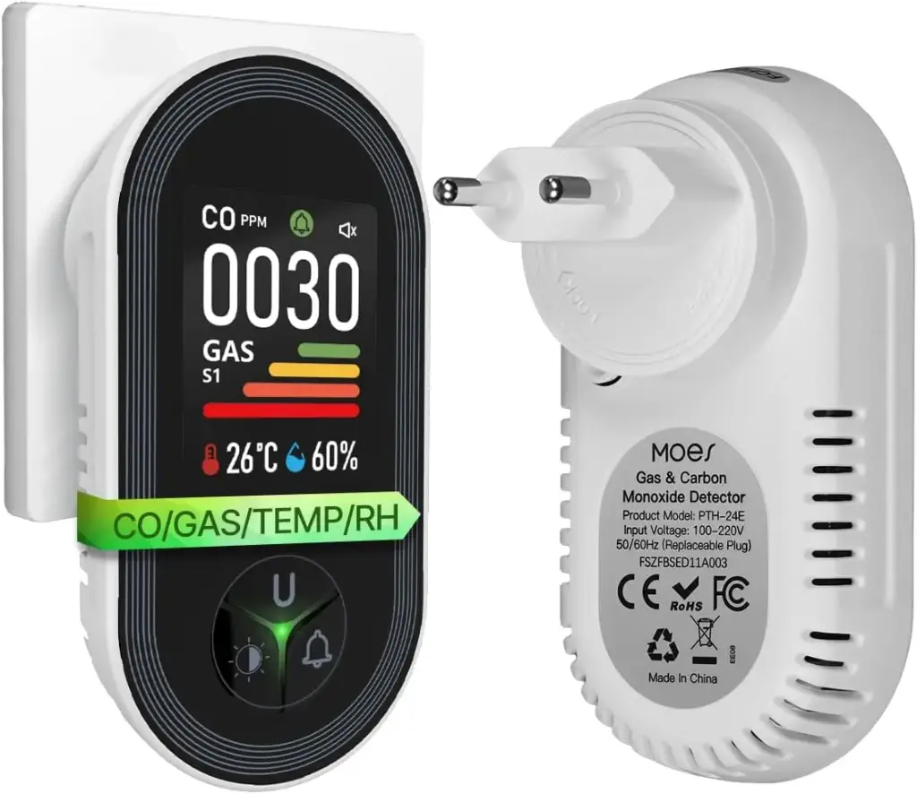 Détecteur de Fuite de Gaz Prise EUFR 220V Alarme Sécurité Domestique