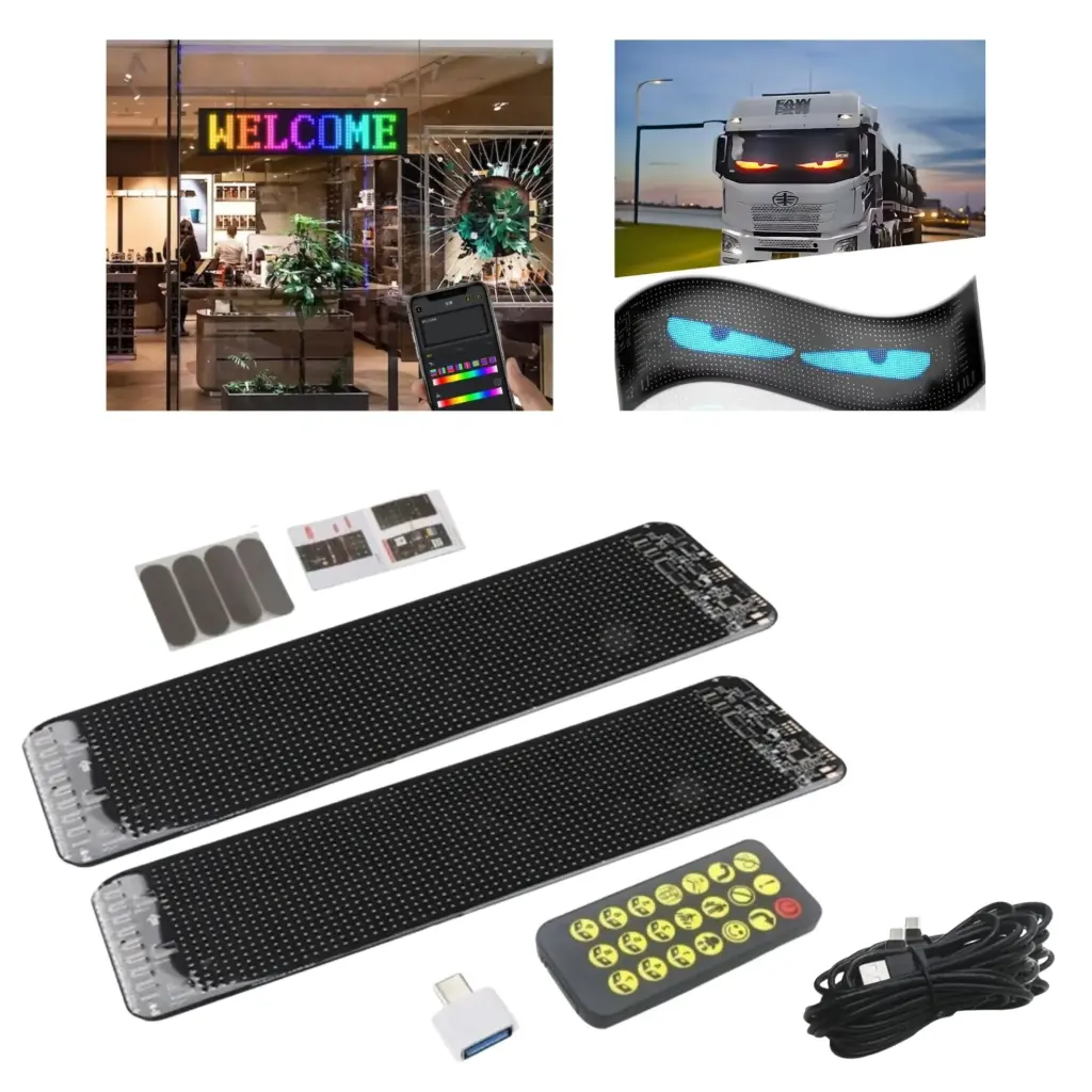 2 Panneaux LED RGB Programmable 2 x102x348mm avec Télécommande