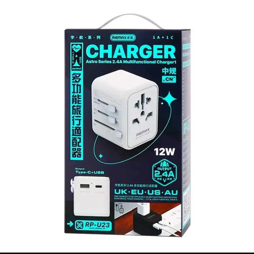 Adaptateur universel chargeur de voyage 12W prise EU/AU/US/UK multi-ports REMAX RP-U23