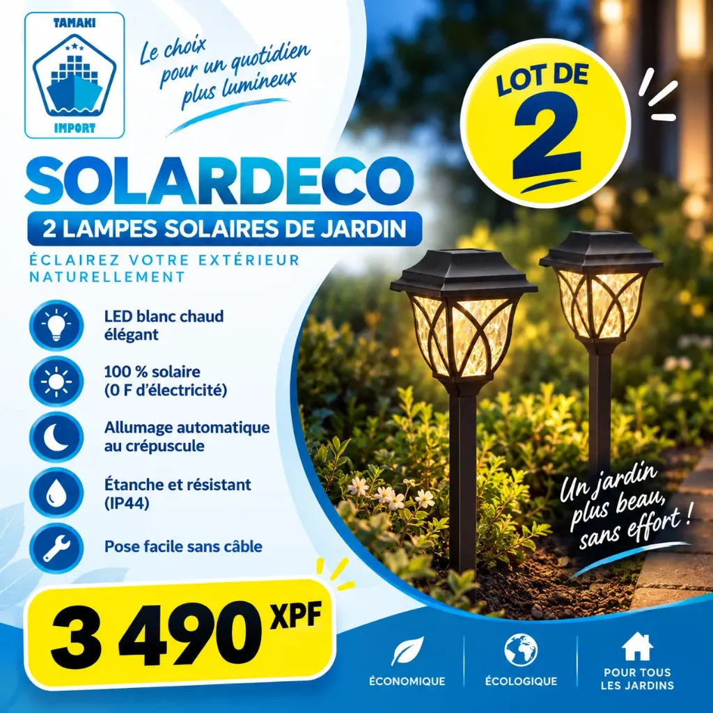 [T4] SolarDeco – 2x Lampes Solaires Jardin (Lot de 2)