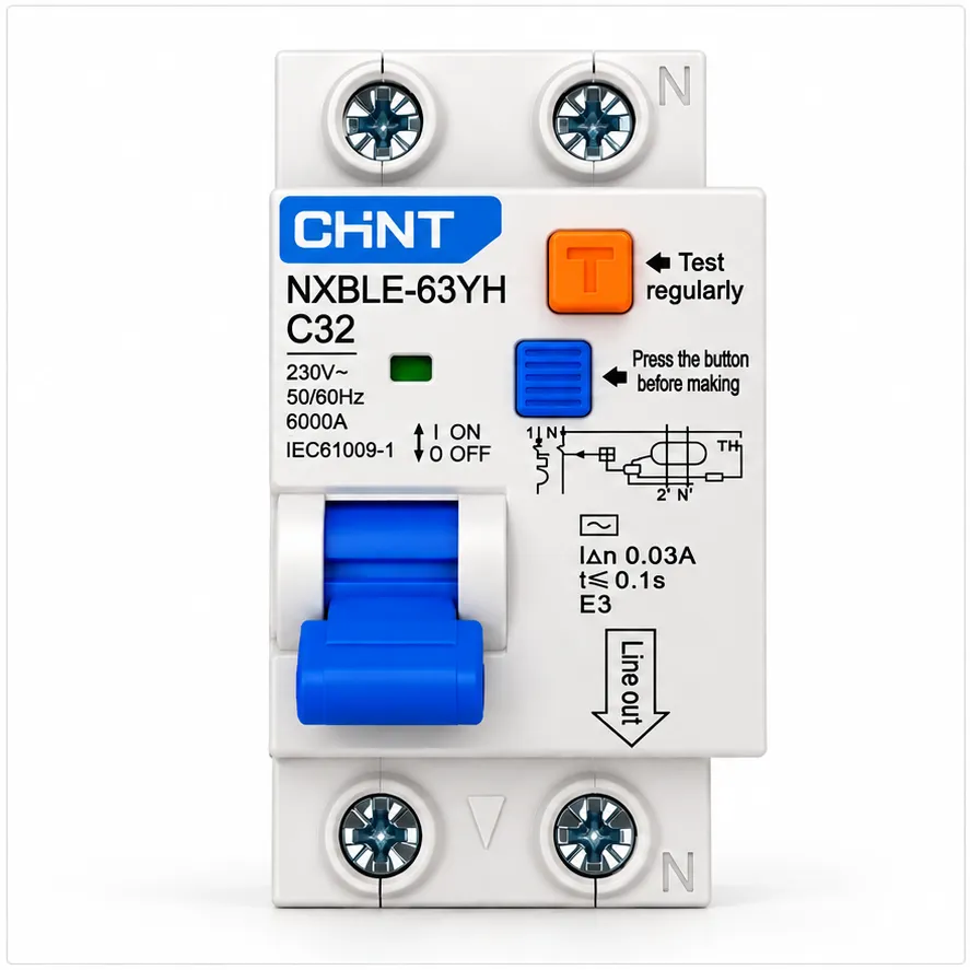 CHINT NXBLE-63YH 2P C32 30mA – Disjoncteur différentiel