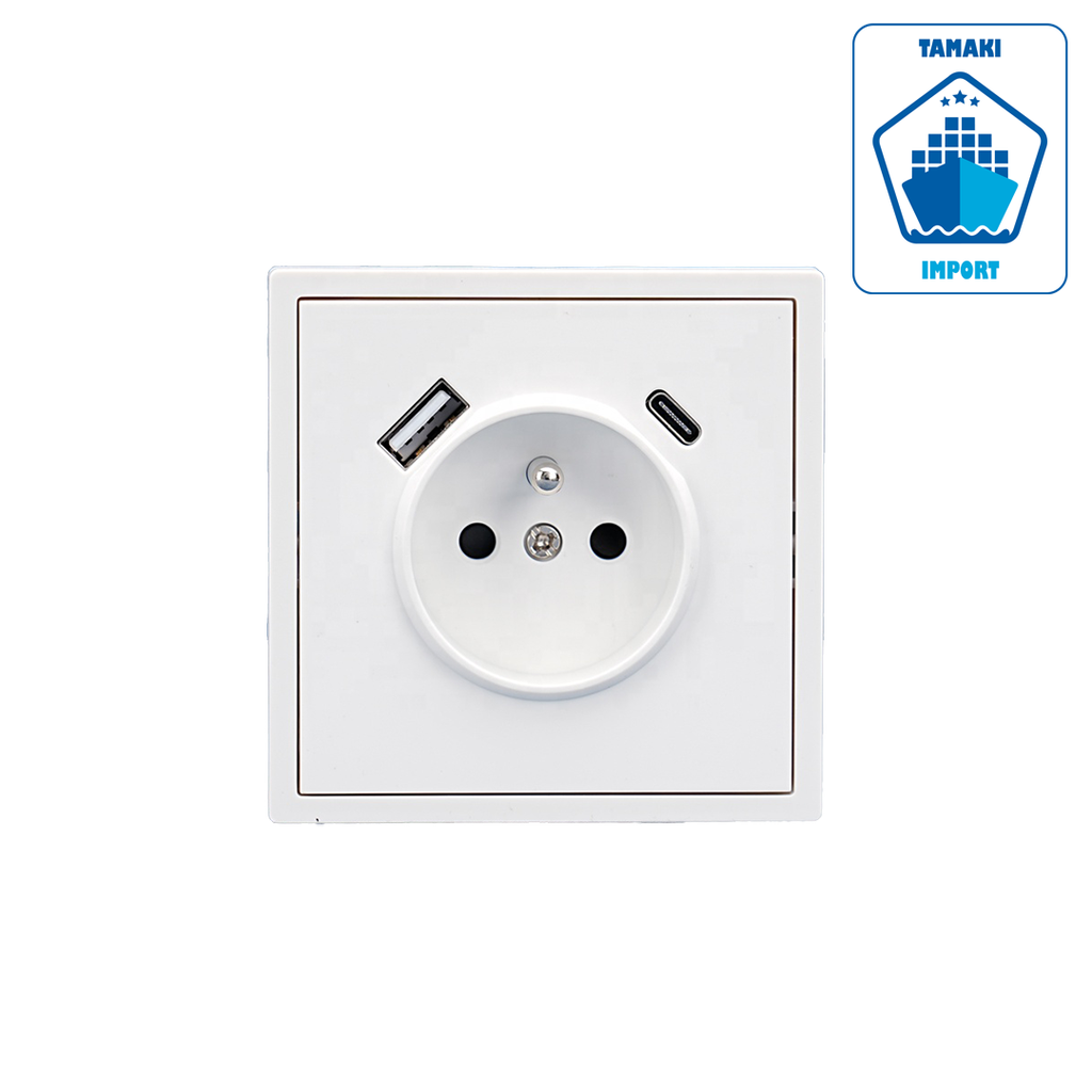 Prise européenne encastrable avec port USB-C et USB-A - Série Z