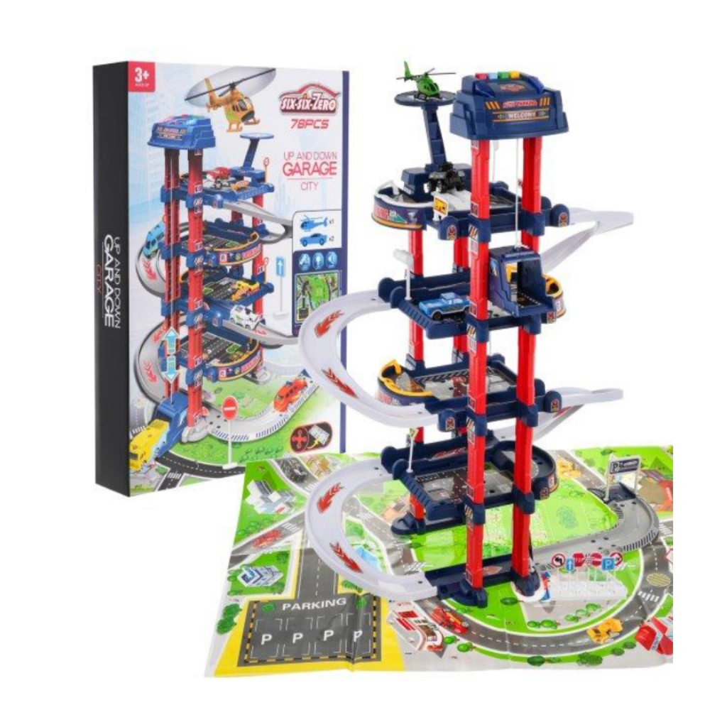 Mega garage à 5 étages – CITY avec tapis de jeu