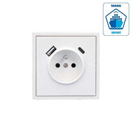 Prise européenne encastrable avec port USB-C et USB-A - Série Z