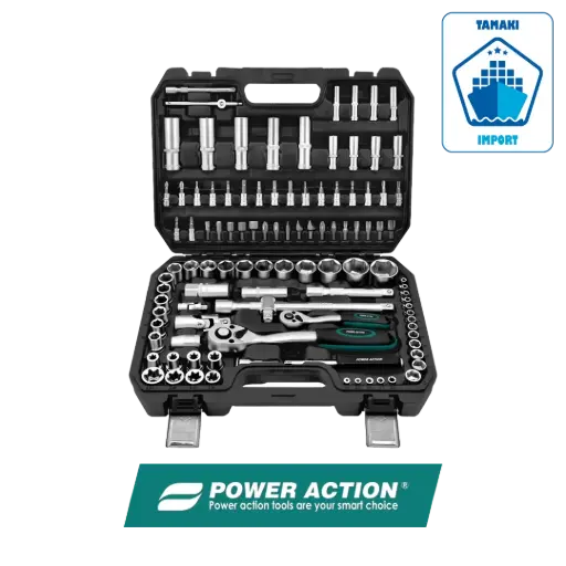 Coffret de clés à douilles 108 pièces en acier chrome-vanadium SWS108 - POWER ACTION