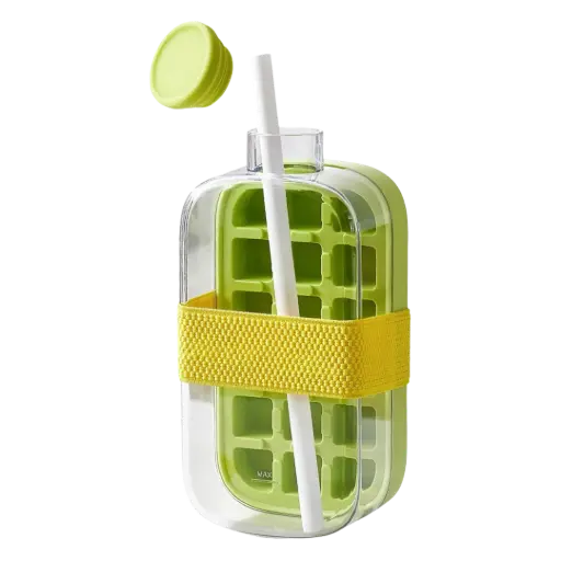 Bouteille à glaçons avec paille