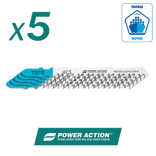 PACK x5 lames scie sauteuse T101D HCS - POWER ACTION