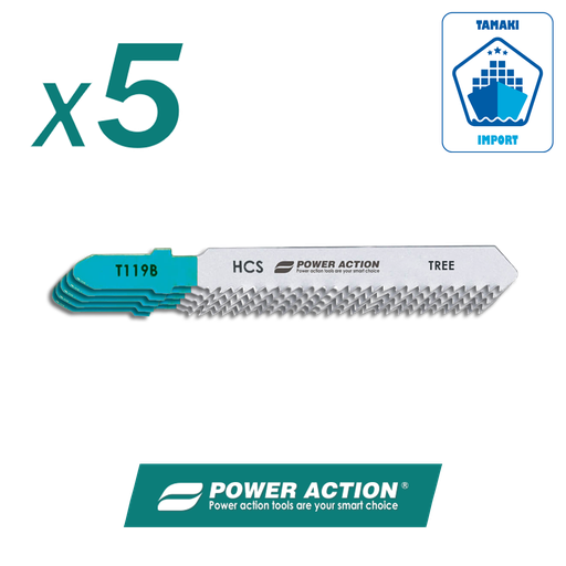 PACK x5 lames scie sauteuse T119B HCS – POWER ACTION